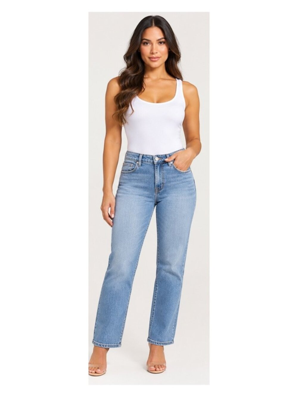 7 For All Mankind Kimmie Straight Leg Jeans VIC Light Blue Size 24 NWT